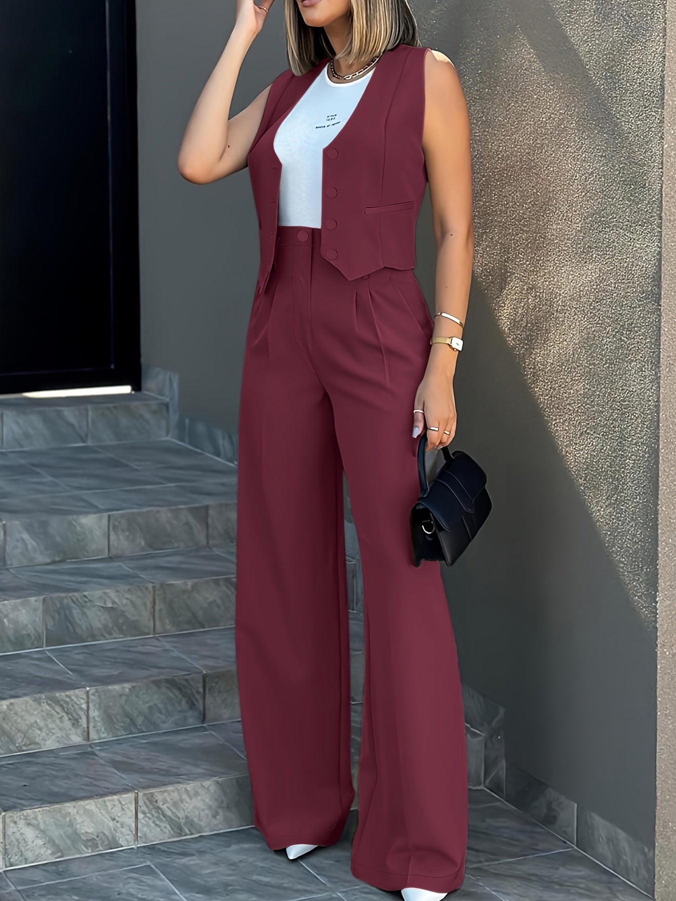 Sophisticate Vest & Wide-Leg Pants Set