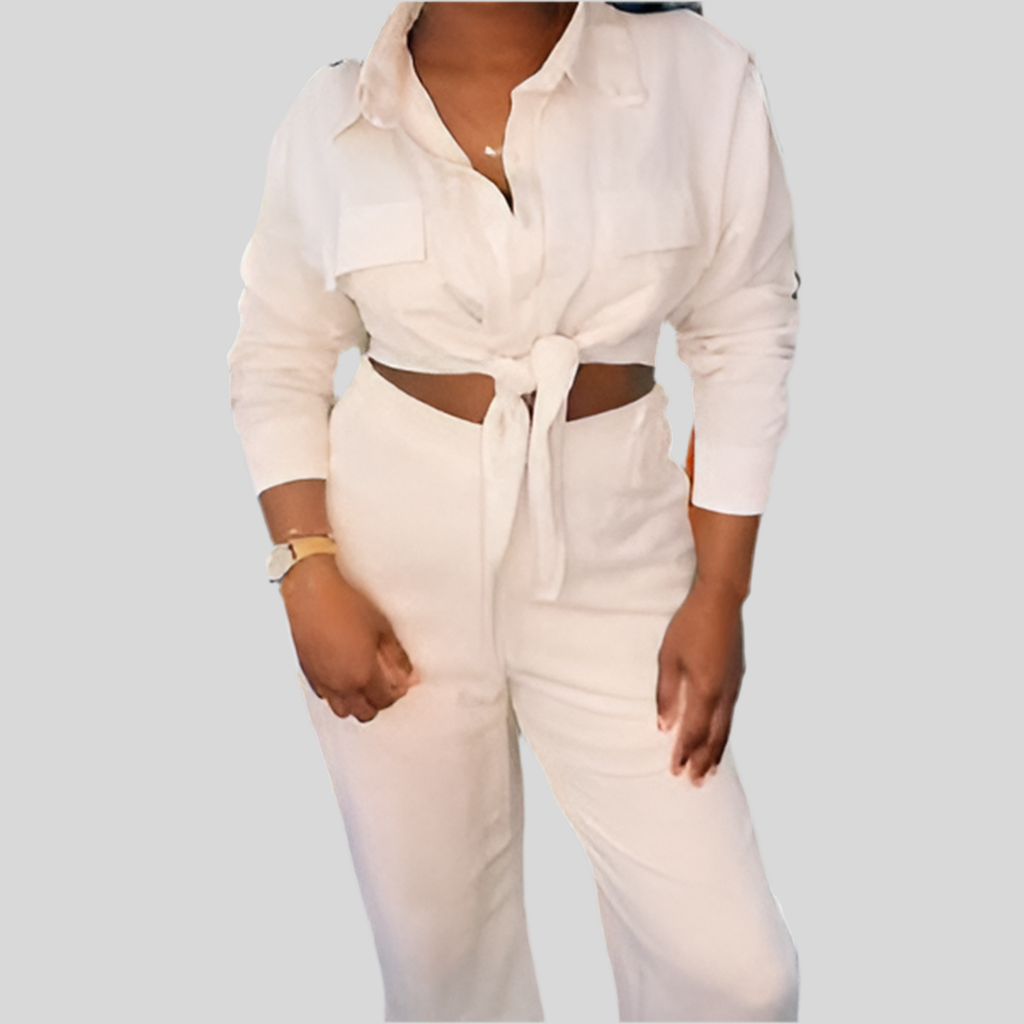 Lina two piece set Womenswear Summer Long Sleeve Linen Suits