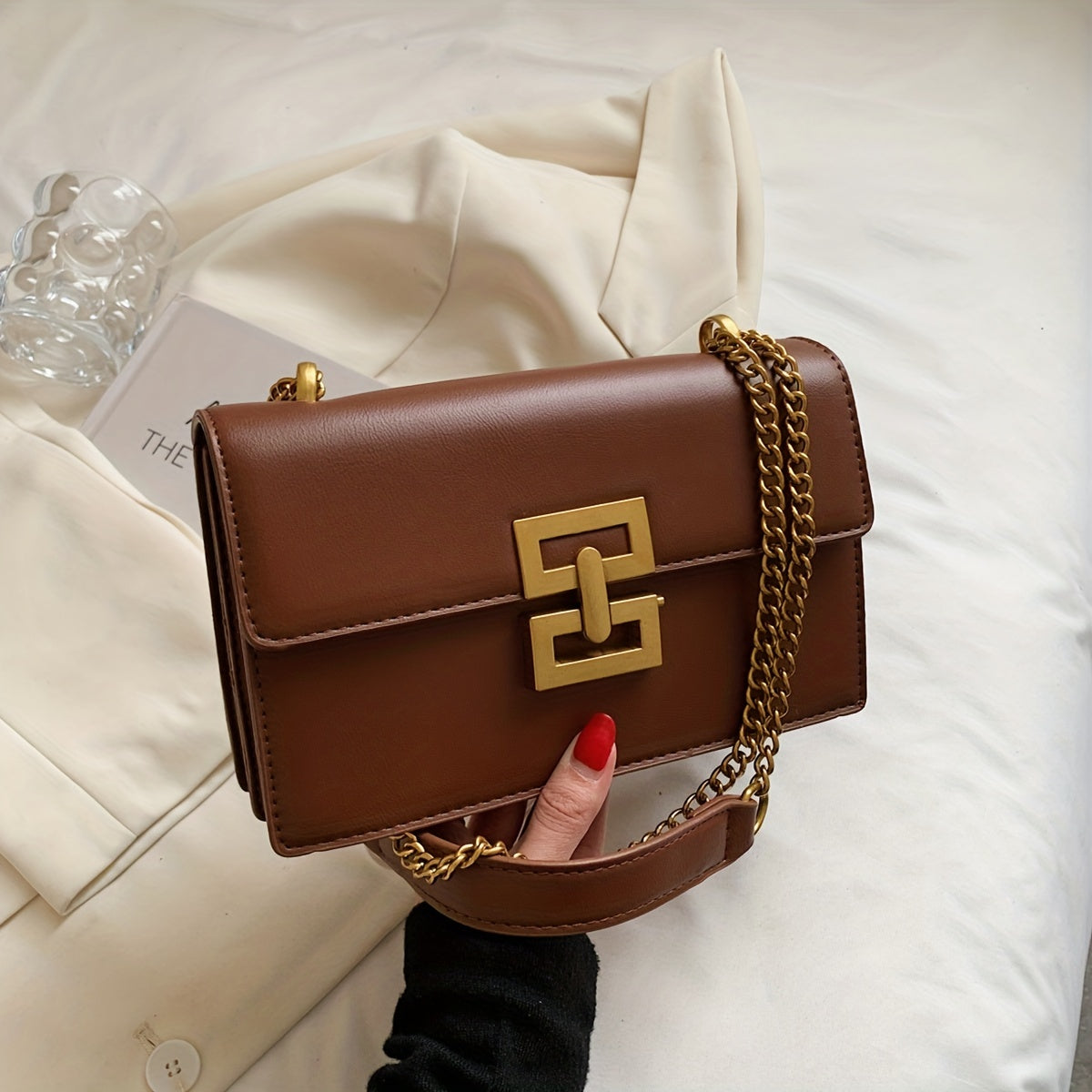 Sophisticate Square PU Leather Flap Purse