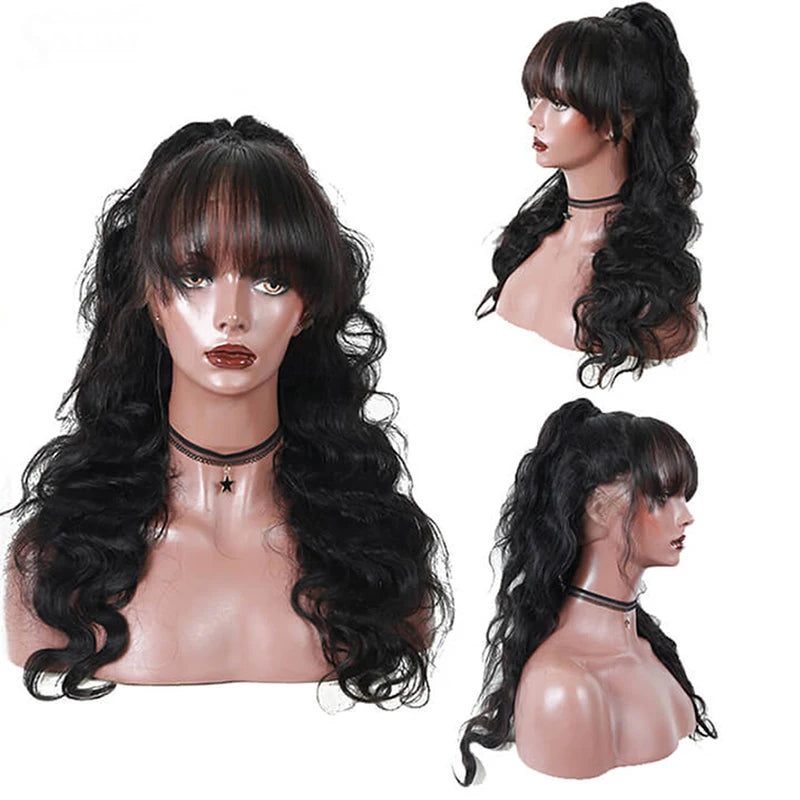 Sophisticate Body Wave Lace Front Wig Human Hair Wigs With Bangs Glueless 13x4