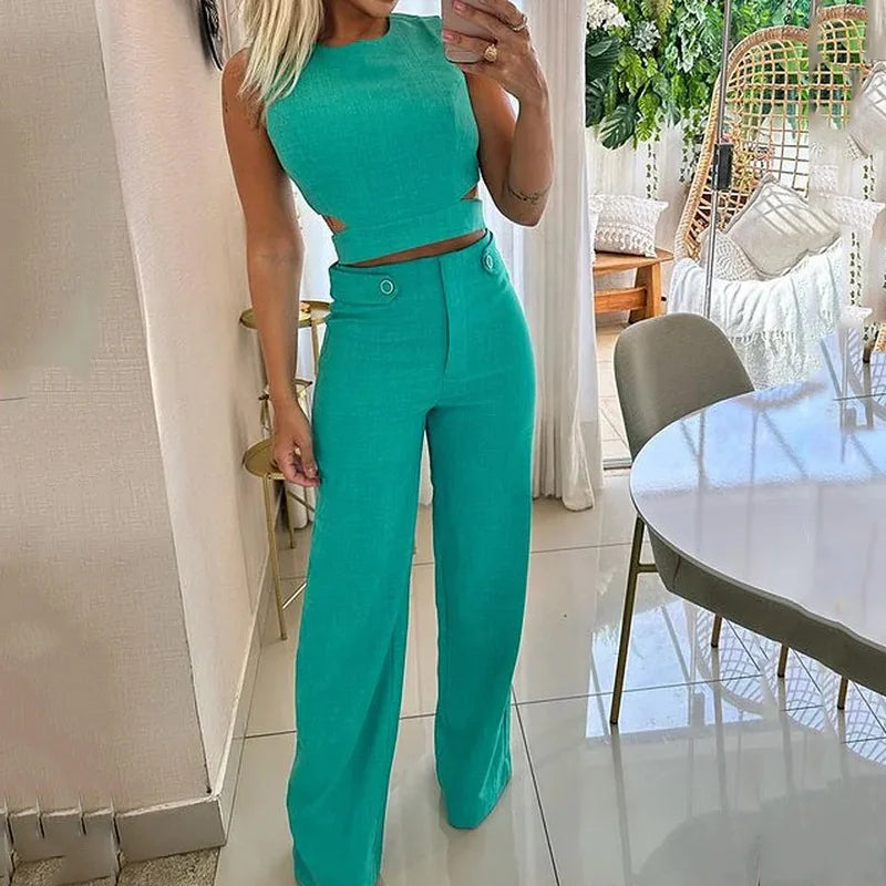 Winnie Sleeveless Slim Two Piece Set